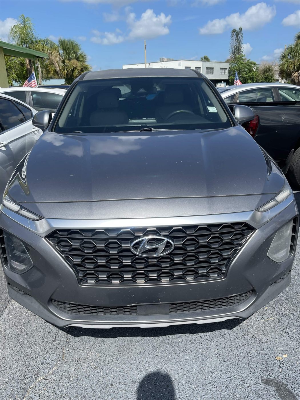 2019 Hyundai Santa Fe SUV in gray — front view